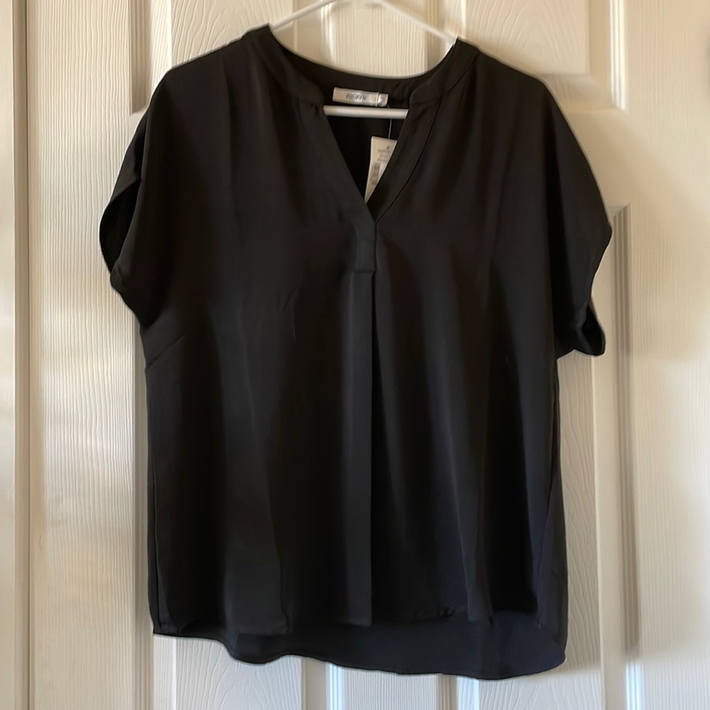 Ricks black basic blouse minimalist top
